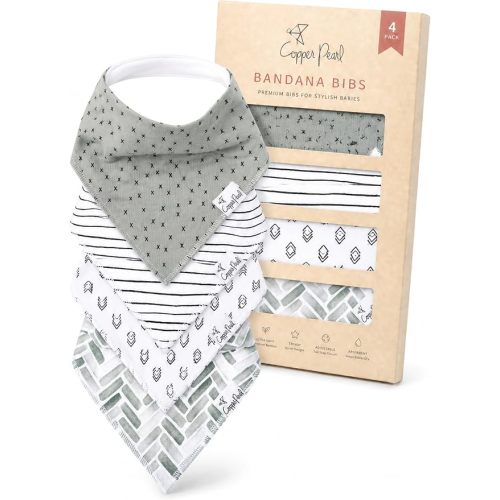 Copper Pearl Baby Bibs 4 Pack, Bandana Drool Bibs for Baby Girl & Boy, Soft Cotton Bibs for Drooling and Teething