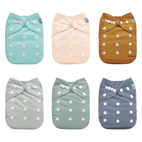 ALVABABY Baby Cloth Diaper 6 Pack with 12 Inserts One Size Cloth Diaper Covers Adjustable Washable Reusable for Baby Girls and Boys