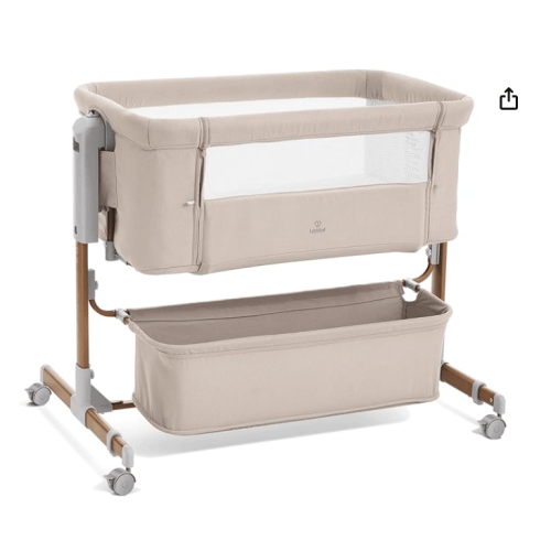 3 in 1 Baby Bassinet, Rocking Bassinet, Bedside Bassinet, 6-Height Adjustable, Bassinet Bedside Sleeper, Bedside Bassient for Baby with Comfy Mattress, Breathable Mesh, Large Storage Basket