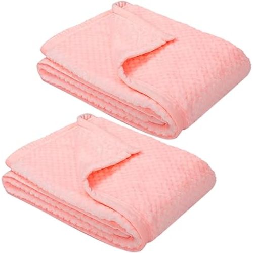 Fuzzy Blanket or Fluffy Blanket for Baby, Soft Warm Cozy Coral Fleece Toddler, Infant or Newborn Receiving Blanket for Crib, Stroller, Travel, Decorative, 30”×40”, Baby Pink+Baby Pink