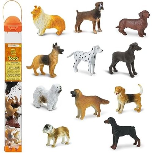 Safari Ltd. Dogs Toob - Mini Figurines: Dachshund, Dalmatian, Retriever, Sheepdog, Collie, Shepherd, Beagle, Boxer, Great Dane, Doberman, Bulldog - Educational Toys for Boys, Girls & Kids Ages 3+