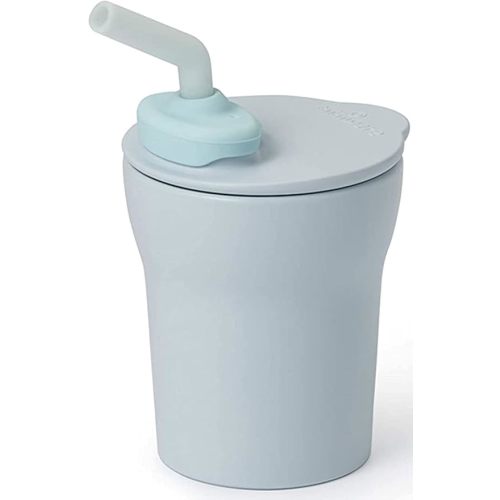 Miniware 1-2-3 Sip! Training Cup for Baby Toddler Self Feeding & Development, Tiny Cup Perfect for Baby Led Weaning, Non Drip Lid, Dishwasher Safe in Aqua + Aqua