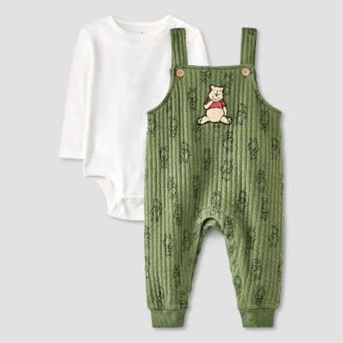 Baby Winnie The Pooh Overalls Pants Set - Dark Green 6-9m