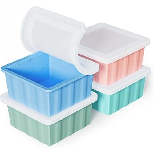 Silicone Freezer Trays with Lids for Meal Prep - 4Pack