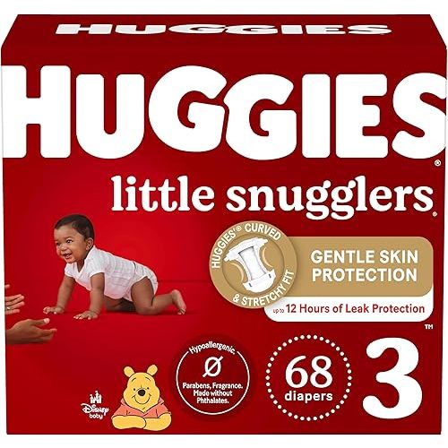 Huggies Size 3 Diapers, Little Snugglers Baby Diapers, Size 3 (16-28 lbs), 68 Count
