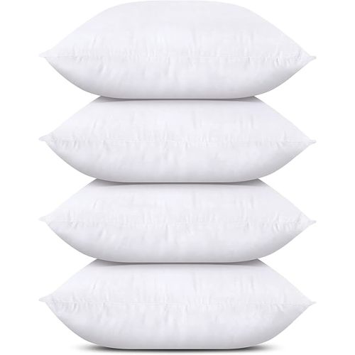 Utopia Bedding Throw Pillows (Set of 4, White), 18 x 18 Inches Pillows for Sofa, Bed and Couch Decorative Stuffer Pillow