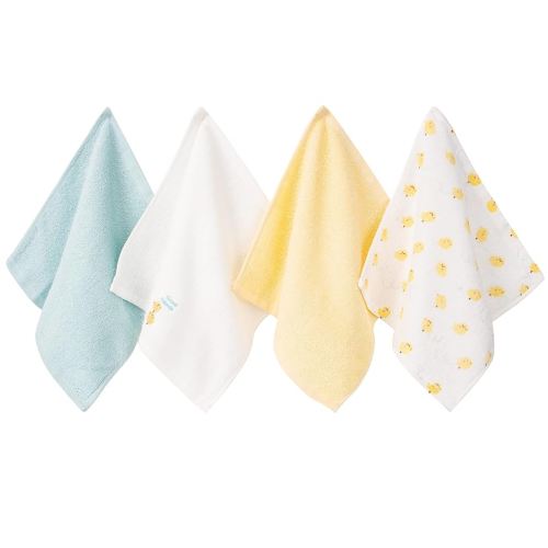 Baby Washcloths 4 Pack 100% Cotton Soft and Absorbent Terry Wash Cloths Wipes for Face Hand Body Burp Rag for Sensitive Skin Newborns Infants Toddlers 10" x 10"