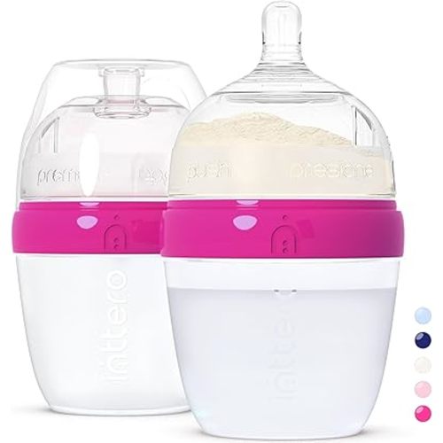 Inttero 6oz Formula Dispenser Anti-Colic Baby Bottles - 2 Pack/Slow Flow (Modern Pink) — Everyday Baby Essential — Formula Bottle — Biberones para Formula — PopYummy Mixie — Easy Baby Brezz