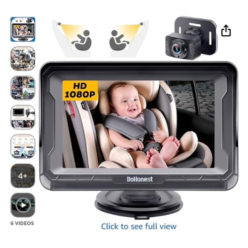 DoHonest Baby Car Camera HD 1080P - Rear-Facing Car Baby Monitor with Night Vision, Adjustable View Angle, Easy Setup, Anti-Glare Display, Safety for Kids & Infants