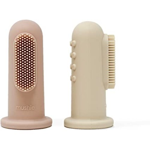 mushie Baby Finger Toothbrush (Blush/Shifting Sand) 2-Pack