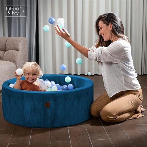 Fulton & Ivy Premium Baby and Toddler Ball Pit (35"x11.8") | Easy to Clean Memory Foam Ball Pit Made with Non-Toxic Materials | Durable Ball Pits for Toddlers 1-3 (Balls Not Included) - Navy