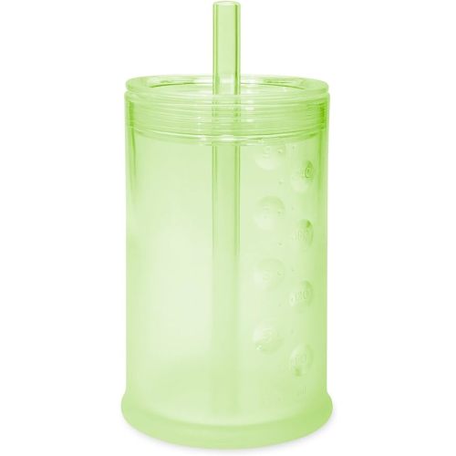 Olababy Clear View Silicone Training Cup with Straw Lid | Toddler Sippy Trainer 12mo+ | Unbreakable Water Drinking Cups for Kids 2yr+ | Baby Led Weaning & Feeding Supplies (Kiwi, 9 oz)