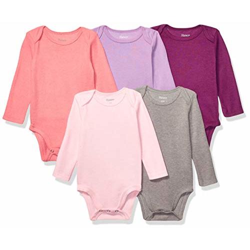 Hanes Baby Long Sleeve Bodysuit, Ultimate Flexy Bodysuits Boys & Girls, 5-Pack