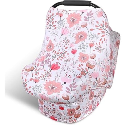 Rquite Car Seat Covers for Babies, Baby Car Seat Canopy Carrier Cover, Breathable Nursing Cover for Breastfeeding, Stretchy Carseat Cover Boys Girls, Multi-Use Infant Carseat Stroller Cover