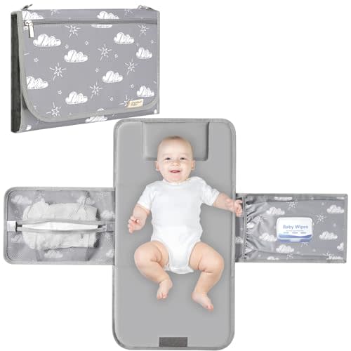 PHOEBUS BABY Diaper Changing Pad, Extra Large Portable Changing Pad for Baby with Wipes Holder, Foldable Travel Diaper Changing Mat with Shoulder Strap