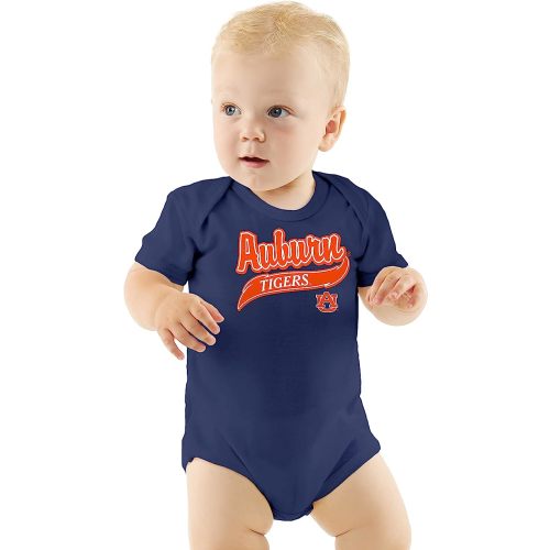 Little King NCAA Short Sleeve Romper-Varsity Logo-100% Soft Cotton -Sizes 0-3M 6M 12M 18M - Auburn Tigers - 0-3 Months