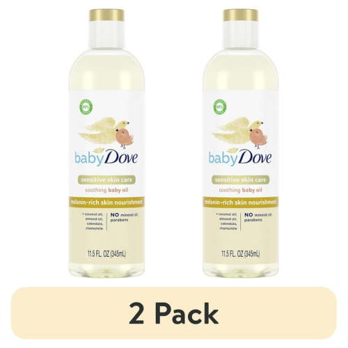 (2 pack) Baby Dove Melanin-Rich Skin Nourishment Baby Oil Sensitivity All Newborn Skin, 11.5 oz