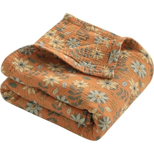 NTBAY Muslin Toddler Blanket, 4-Layer, 30x40 Soft and Breathable Receiving Blanket for Newborns and Infants, Crib Stroller Travel Use, Vintage Daisy Bloom