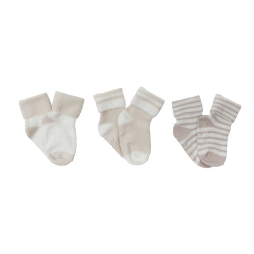 Bilbi 3 Pack Cozy Turn Top Sock Stripe Natural | Unsung Heroes Sale | Baby Bunting AU