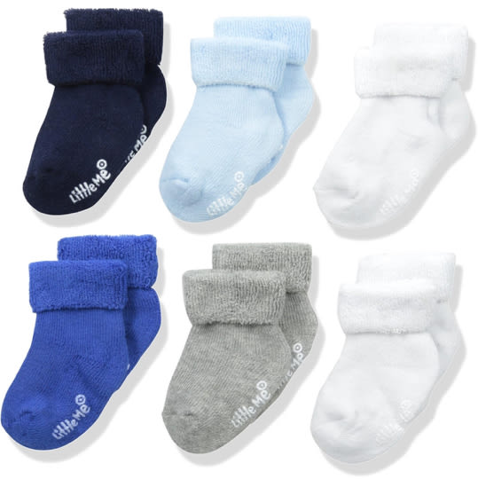 Little Me Baby Boys' Think Cotton Turn Cuff Socks