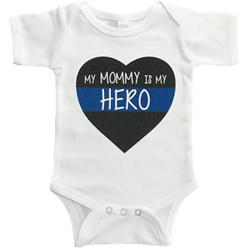 Mommy is My Hero Police Blue Line Baby Bodysuit