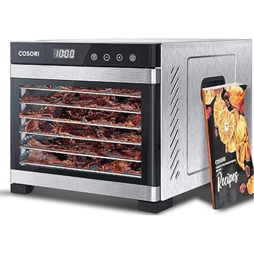 COSORI Food Dehydrator, Bigger Than 7 Trays With Large 6.5" Drying Space, 600W Power Saves More Time Than 480W, 165°F Dehydrated Dryer for Jerky, Dog Treats, Herbs, Meat, Fruit, and Yogurt, Silver