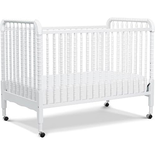 DaVinci Jenny Lind 3-in-1 Convertible Baby Crib - GREENGUARD Gold Certified Portable Crib - Convertible Crib to Toddler Bed and Daybed - 4 Adjustable Heights - Easy to Assemble White Wooden Crib