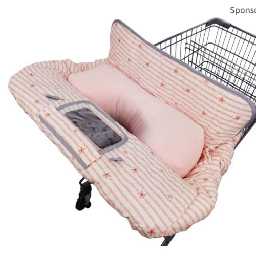 Shopping Cart Cover for Baby/Toddler 2-in-1 High Chair Cover, Easy Attach & Remove, with Cellphone Holder, Pink Strip Star