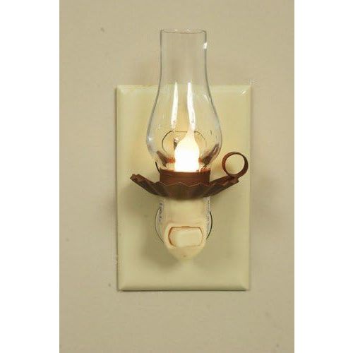 Red Penn's Grove Glass and Metal Night Light with Chimney