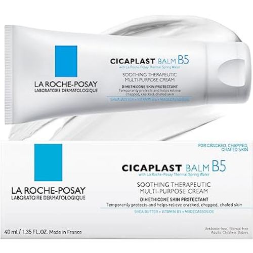 La Roche-Posay Cicaplast Balm B5 UV SPF 50, Vitamin B5 + Shea Butter + Tribioma + Madecassoside + Zinc Oxide Sunscreen, Post Treatment Skin Protectant With SPF, Multi-Purpose Cream For Dry Skin