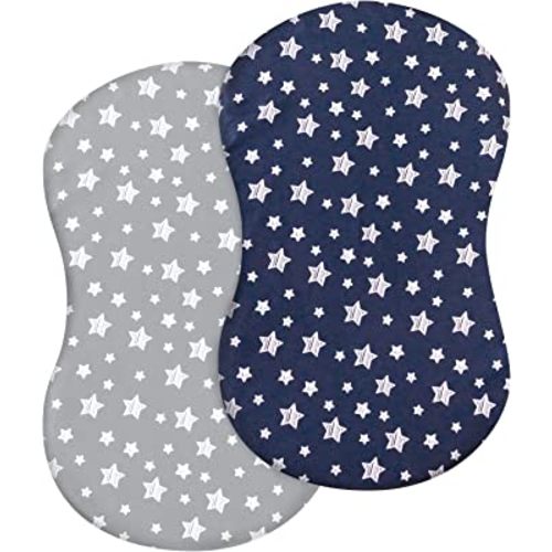 Bassinet Sheet 2 Pack, 33" X 17" Flexible for Different Cradle and Bassinet Mattress, Soft Breathable Universal Sheet for Rectangle, Oval, Hourglass Bassinet Mattress