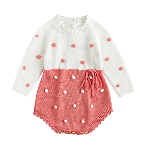 Simplee kids Baby Girl Kint Romper Fall Sleeveless Pompoms Rompers Newborn Little Girl Overall Jumpsuit Outfits | Size 6 - 12 months
