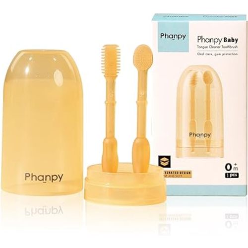 Phanpy Baby Toothbrush, Silicone Baby Tongue Cleaner Newborn, Infant Toothbrush 0-6 Months and 6 to 12 Months, Baby First Toothbrush, Oral Cleaner, Baby Mouth Cleaner