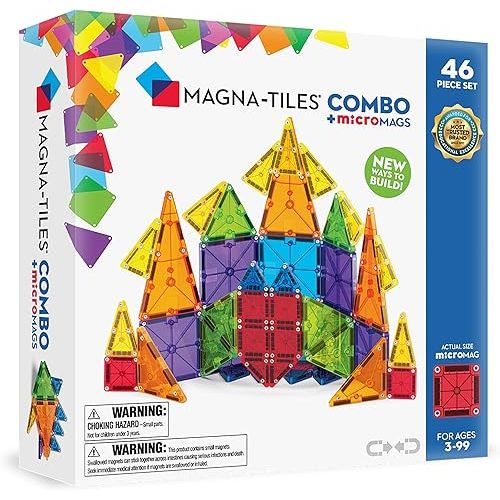 MAGNA-TILES® Combo 46-Piece Magnetic Construction Set, The Original Magnetic Building Brand