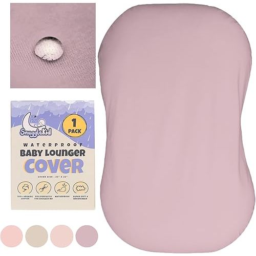 100% Waterproof Baby Lounger Cover - 2-Ply Organic Cotton Slipcovers Keep Your Lounger Clean & Your Baby Comfy - Machine Washable - (Cover for Snuggle Me) - Lavander
