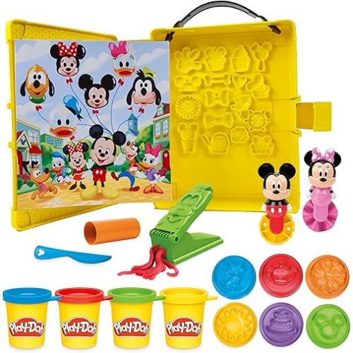 Play-Doh Disney Junior Mickey Mouse Clubhouse, Shape a Story Playset, Storage & Travel, Arts & Crafts Preschool Toys for Kids 2+