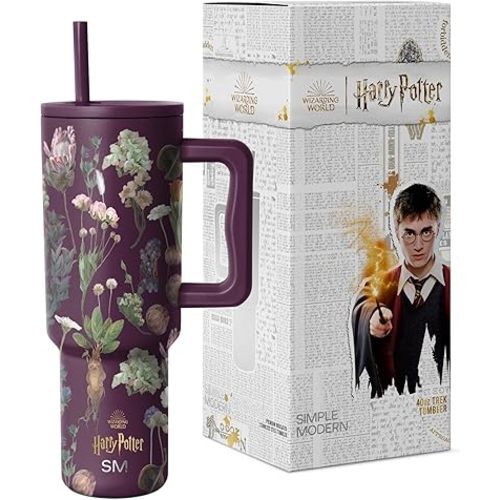 Simple Modern Harry Potter 40 oz Tumbler with Handle and Straw Lid | Insulated Reusable Stainless Steel Water Bottle Travel Mug | Gift for Women Men Him Her | Trek Collection | 40oz | Herbology