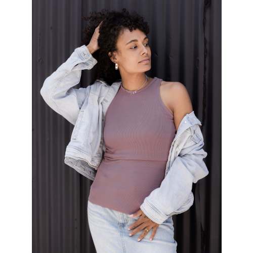 Ribbed Bamboo Racerback Nursing Tank | Twilight