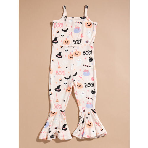 Sweet Spooky Flare Jumpsuit in Peach | Tullabee