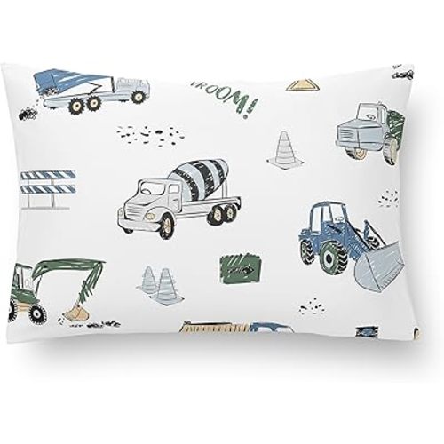 Sweet Jojo Designs Construction Truck Boy Mini Pillow with Pillowcase Toddler Neck Airplane Travel Essentials Small 12 x 8 in. Must Haves for Tiny Sleeping Pets Kids Bed Transportation Zone Vehicles