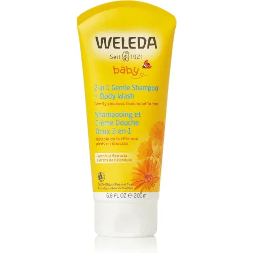 Weleda Baby Calendula 2-in-1 Gentle Shampoo and Body Wash, 6.8 Fluid Ounce, Plant Rich Cleanser with Calendula and Sweet Almond Oil