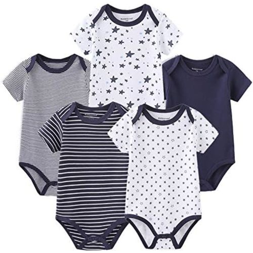 Kiddiezoom Baby Bodysuit Newborn Short Sleeve baby One-Piece Cotton 5-Pack baby clothes