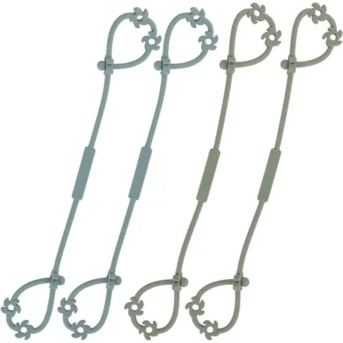Toy Safety Straps, Food Grade Silicone Pacifier Clips Sippy Cup Strap Stretchable Adjustable for Strollers, 4 Pack (Sage x2 / Ether x2)