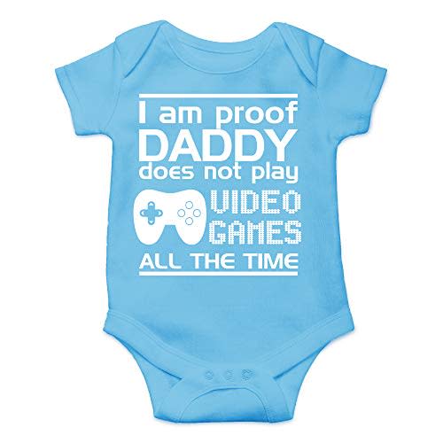 CBTwear Proof Daddy Does Not Play Video Games All the Time - Baby Clothes - Funny Newborn Bodysuit Outfits for Boys and Girls