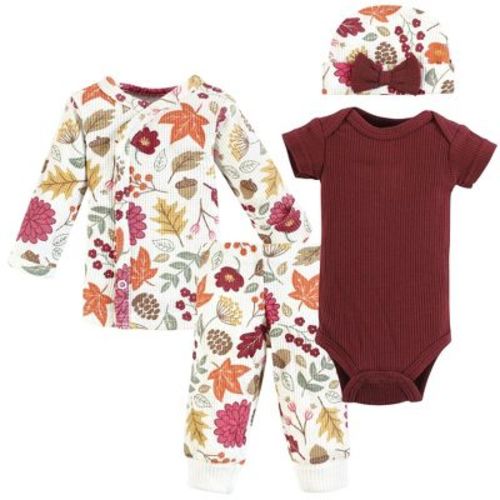 Hudson Baby Girls Thermal Preemie Layette 4pc Set, Acorn Botanical, Preemie