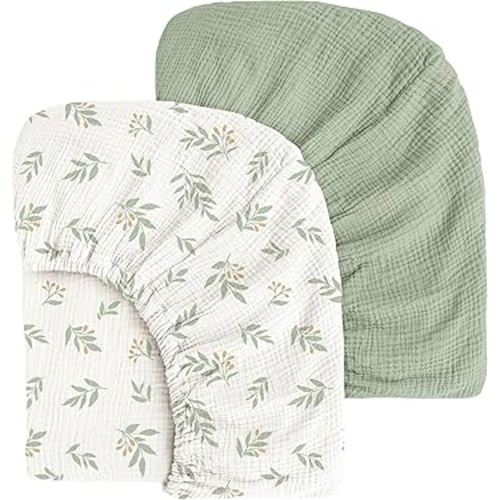 Muslin Cotton Crib Sheets - Neutral Fitted Sheets for Standard Crib& Toddler Mattress Soft and Breathable Baby Sheets for Boys and Girls - 28"x52"