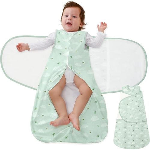 Baby Swaddle Sleep Sack, 1.0 Tog New-Parent-Friendly Swaddle for Newborns & infant 6-12 Months Baby Wearable Blanket Reduce Startle Reflex, Newborn Boys Girls Registry Essentials