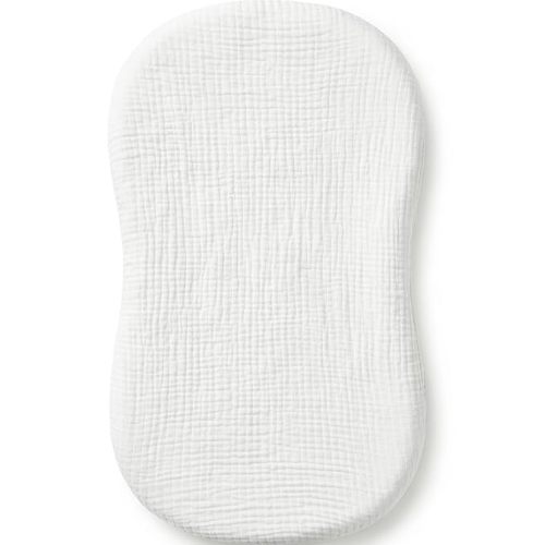 Muslin Bassinet Sheet Compatible with Halo BassiNest Swivel Sleeper - 100% Cotton Hourglass & Peanut Shape Mattress Pad Cover (30"x18"), Breathable & Soft, Boho (1 Pack White)