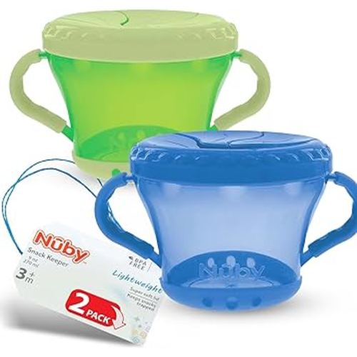 Nuby 2-Pack Snack Keepers, Blue and Green