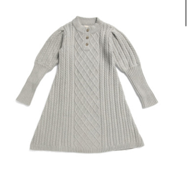 Girls Mock Neck Quarter Button Front Cable Knit Sweater Dress | Little Girl Dresses | Marshalls